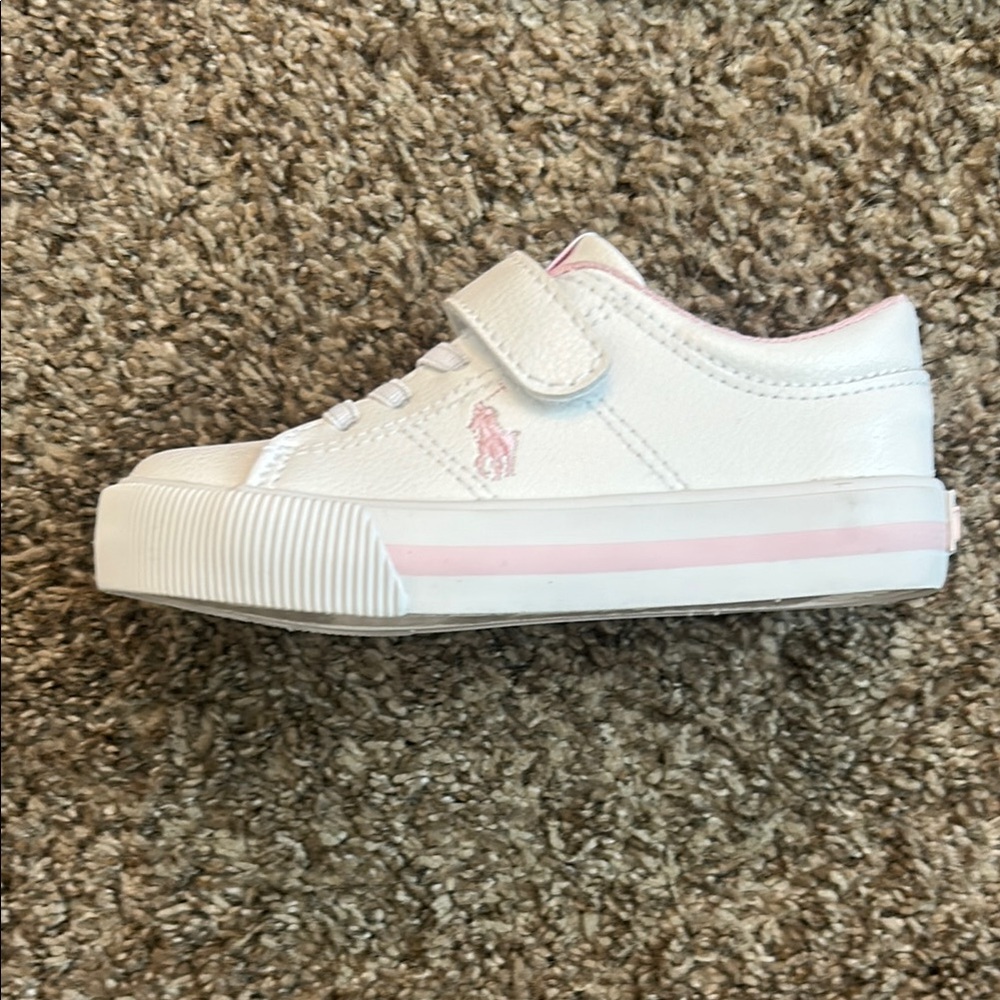 Ralph Lauren White Sneakers with Pink Trim